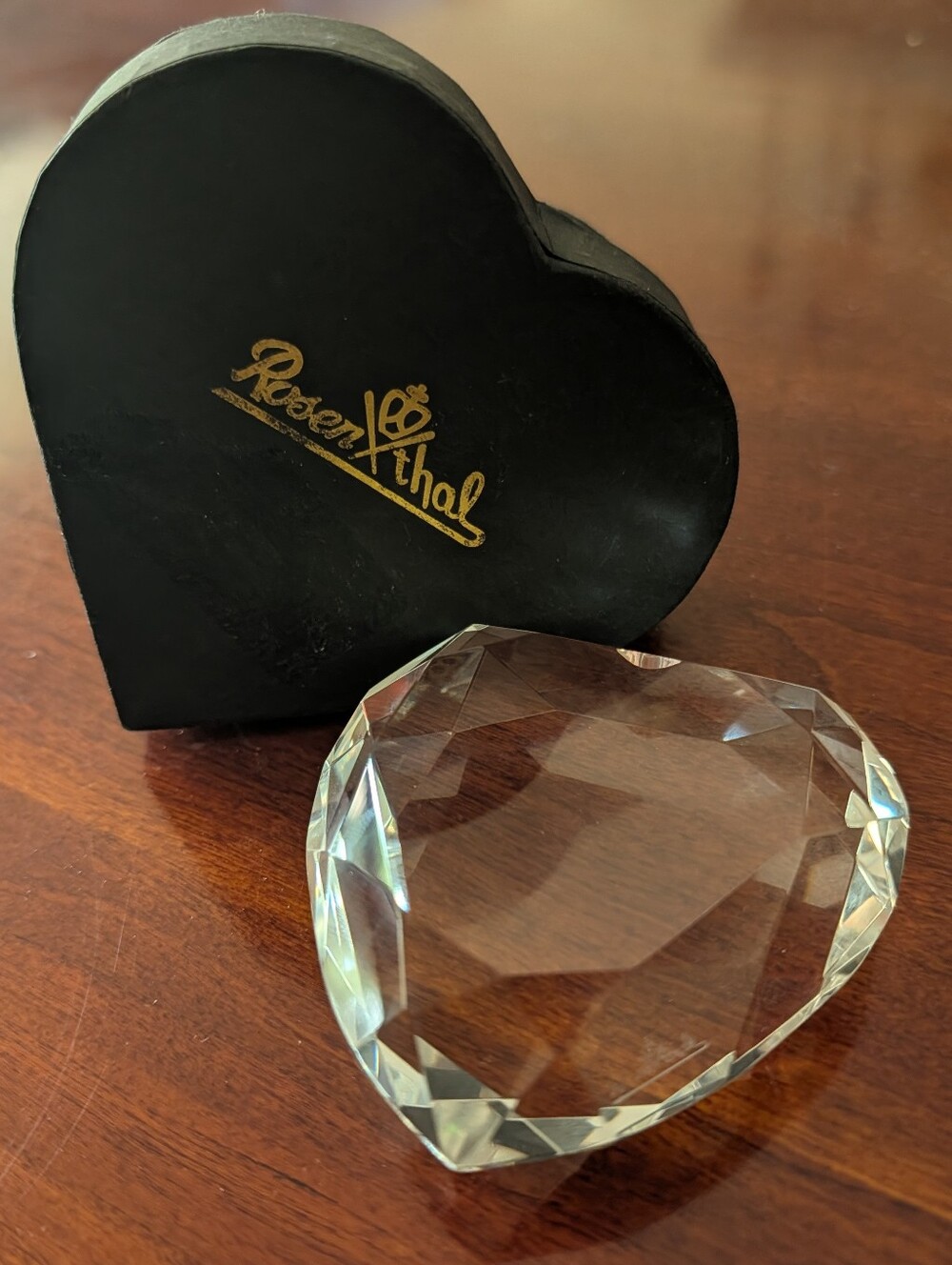 Rosenthal crystal heart shaped paperweight with Box